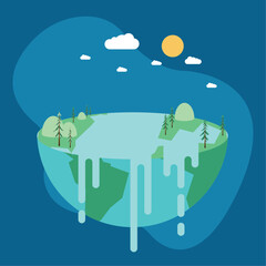 half earth with water