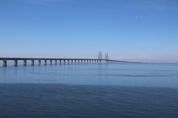 Fototapeta na wymiar The Öresund Bridge via the Baltic Sea Connection from Sweden to Denmark