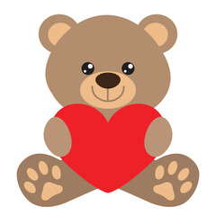 Cute sitting Valentine  bear vector cartoon illustration