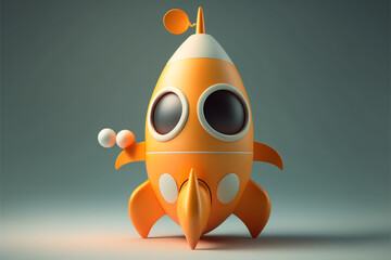 Orange rocket on the ground, generative ai