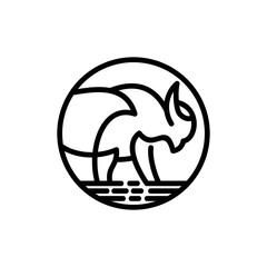 Animal Bison Line Logo Design Icon Template Flat Vector