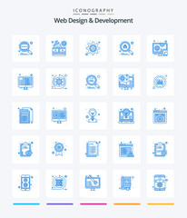 Creative Web Design And Development 25 Blue icon pack  Such As adaptive. search. settings. scan. css gear