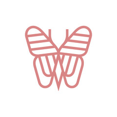 Butterfly Logo Design Line Outline Monoline Icon Vector Illustration