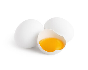 Chicken eggs on a white background