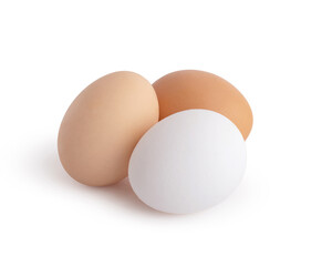 Chicken eggs on a white background