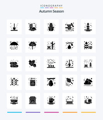 Creative Autumn 25 Glyph Solid Black icon pack Such As candle. viscous. seasoning. sweet. autumn