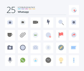 Whatsapp 25 Flat Color icon pack including basic. tea. research. cup. browser