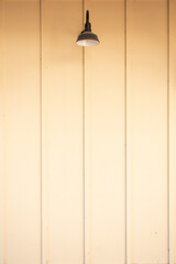 Cream batten accent wall overhead lighting