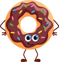 Funny donut character. Cratoon happy pastry mascot