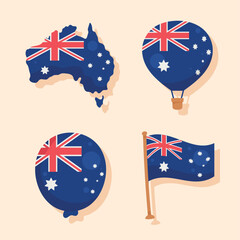 four australian flags icons