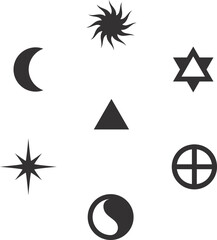 Esoteric signs. Magic sacred solar lunar symbols