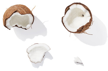 Coconut on white background. Food concept.