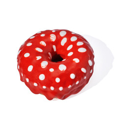 Red donut on white background