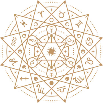 Magic alchemy star. Esoteric geometric shape template