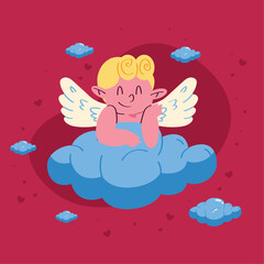 cupid angel with clouds