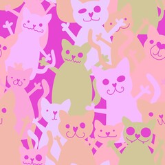 Halloween animals seamless toys cats pattern for wrapping paper and kids clothes print and fabrics