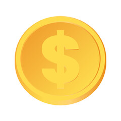 Golden money. Rotating gold coin.