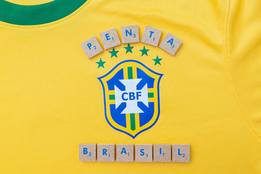 Brazilian Football Confederation emblem on football jersey
