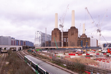 Battersea power station redevelopment and construction works in 2018