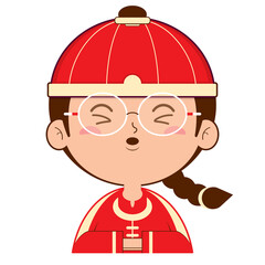 chinese girl whistling face cartoon cute	
