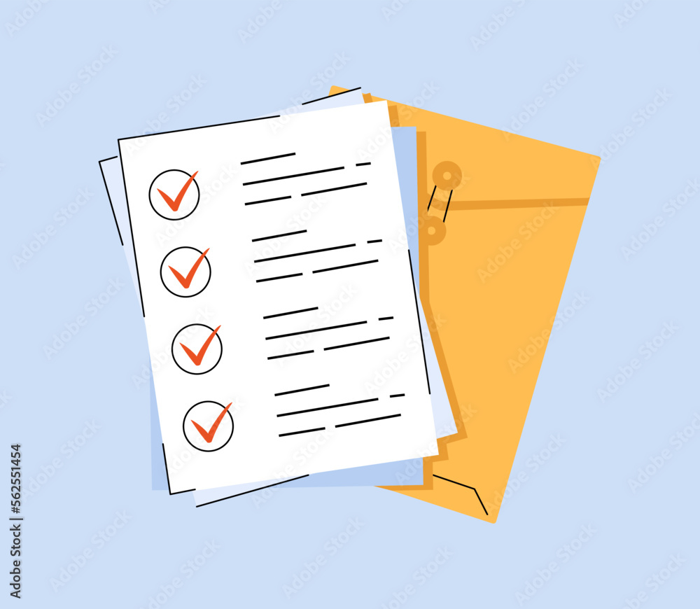 Poster contract papers. business stationary documentation. document. folder with stamp and text. stack of a
