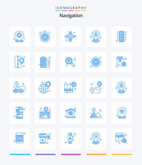 Creative Navigation 25 Blue icon pack  Such As traffic. lights. globe. pin. location