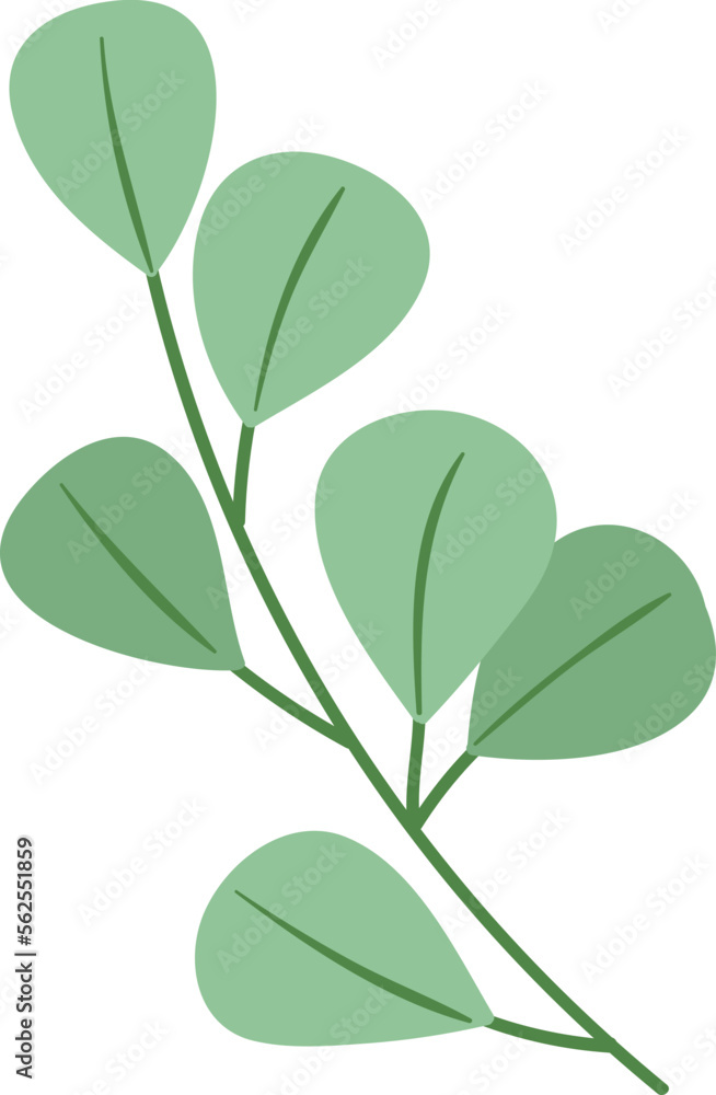 Sticker green botany element. decorative leaves floral branch