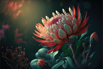 A blooming flower in a garden, representing the beauty of the nature generative ai