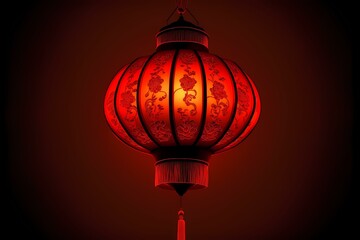 ﻿A red and gold lamp - Generative AI