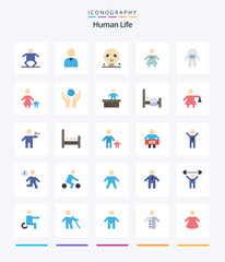 Creative Human 25 Flat icon pack  Such As family. space traveler. skull. people. astronaut