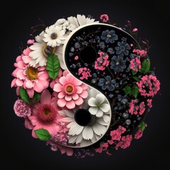 flowers ying yang, valentine's generative ai