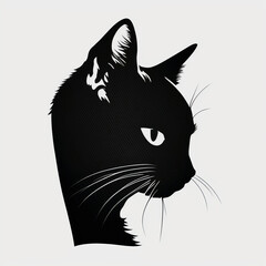 Cat silhouette clipart vector illustration for logo, design or tattoo. Generative AI
