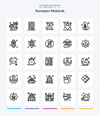 Creative Ramadan 25 OutLine icon pack  Such As moon. mosque. ramadhan. mubarak. iftar