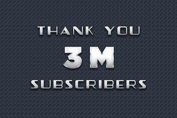 3 Million  subscribers celebration greeting banner with Metal Design