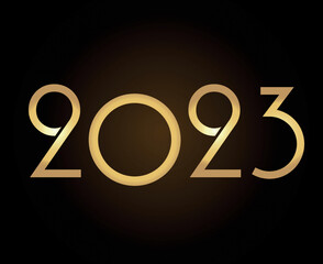2023 New Year Holiday Gold Abstract Vector Illustration Design With Gold Gradient Background