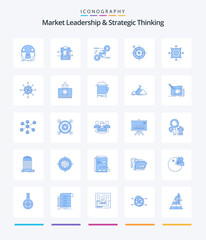 Creative Market Leadership And Strategic Thinking 25 Blue icon pack  Such As dart. focus. user id. pertinent. idea