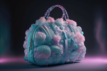 Futuristic cotton candy bag, generative AI