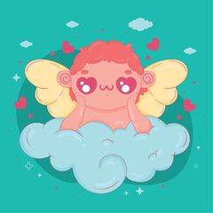 cupid angel lying in cloud