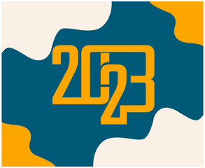 2023 New Year Holiday Yellow Abstract Vector Illustration Design With Green Background