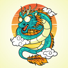 Dragon cartoon wearing glasses