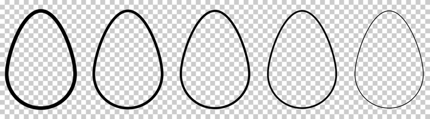 Easter line eggs set. Egg with different thickness outline shapes. Vector illustration