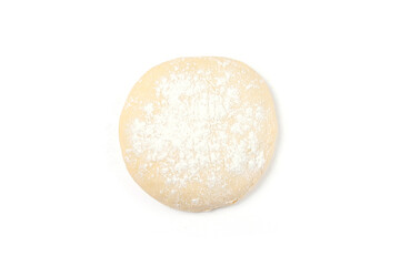Fototapeta na wymiar Fresh yeast dough isolated on wooden cutting board on white background