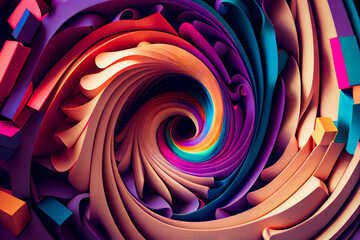 Abstract festive background with burning fantastic swirl.   Surreal 3d  wallpaper background.  Generative AI.