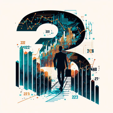 Ilustra&ccedil;&atilde;o de mercado de a&ccedil;&otilde;es, analise gr&aacute;fica, cripto, neg&oacute;cio, dinheiro, homem de neg&oacute;cio criado com ferramenta de IA generativa 