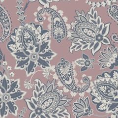 Fototapeta na wymiar Paisley Floral oriental ethnic Pattern. Vector Seamless Ornamental Indian fabric patterns.