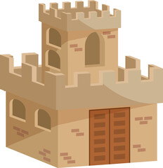 Medieval castle toy cartoon icon. Stone tower
