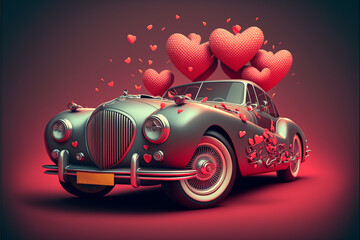 valentines day car created with Generative AI technology