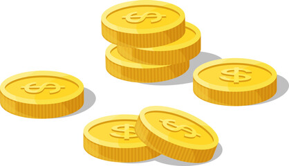 Golden coins icon. Cartoon dollars. Wealth symbol