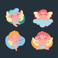 four baby cupid angels