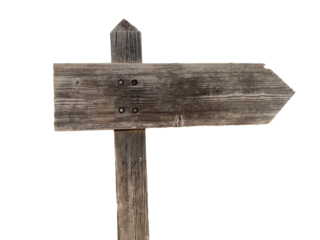 Arrow direction sign. Old wooden signboard